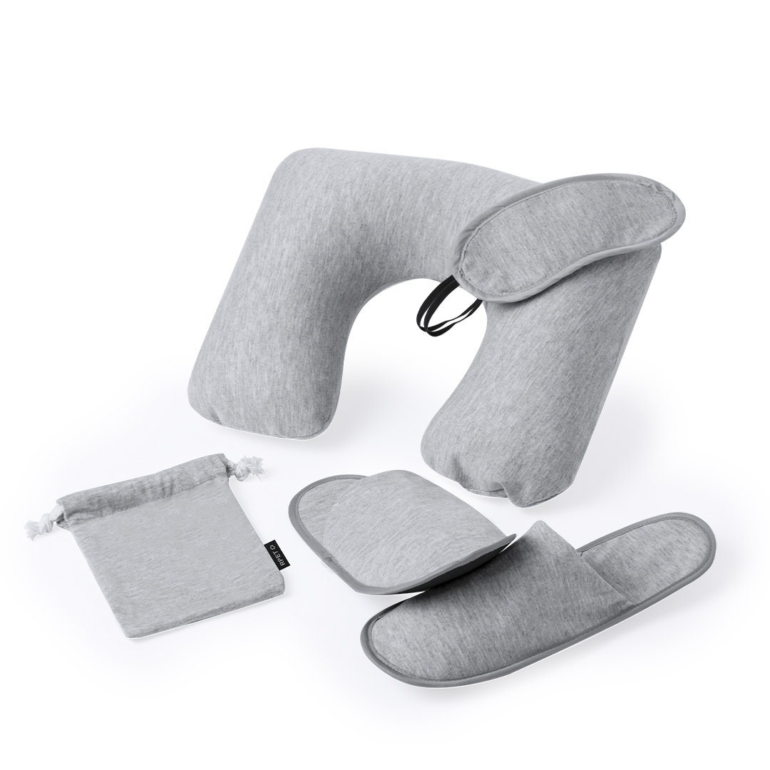 Set de viaje personalizado Alkes de poliéster con almohadilla y funda RPET - Viaje - Regalo Promocional Personalizado