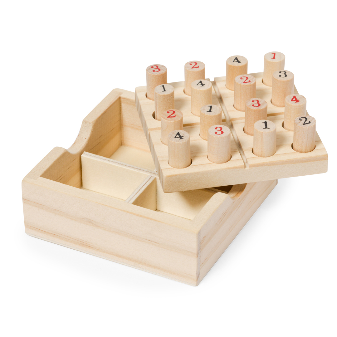 Juego de habilidad personalizado Crested sudoku de madera con 16 fichas