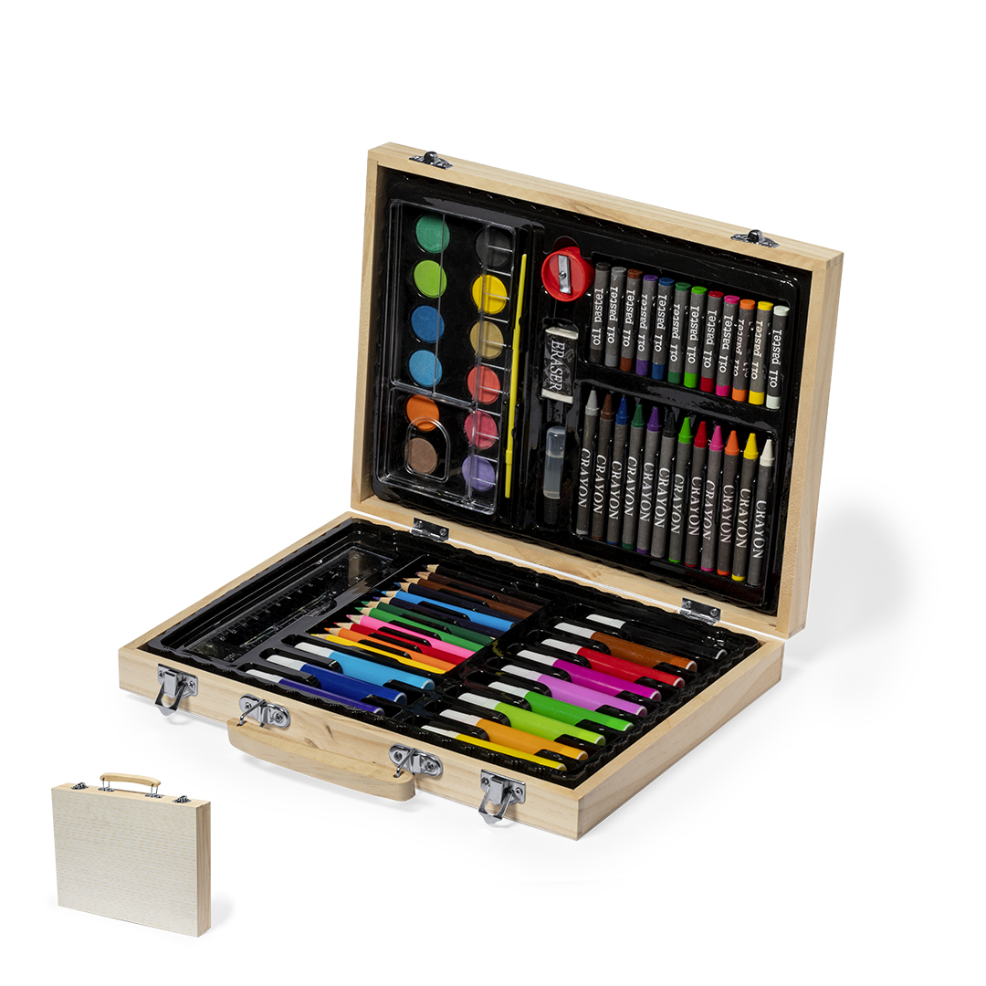 Estuche personalizado Lanzini maletín de madera para colorear completo - Oficina - Regalo Promocional Personalizado