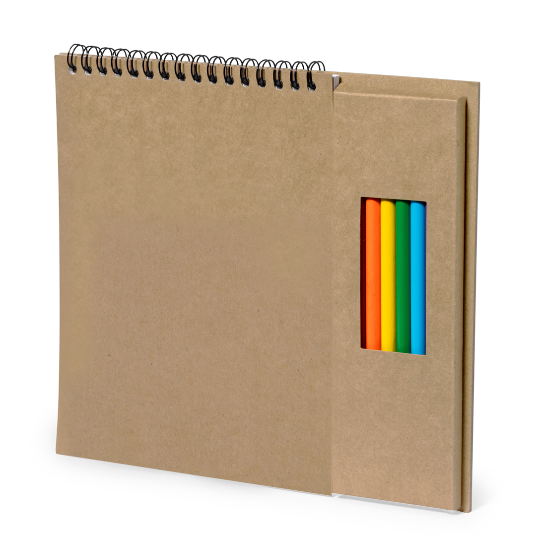 Set personalizado Mertens lápices y bloc de cartón reciclado