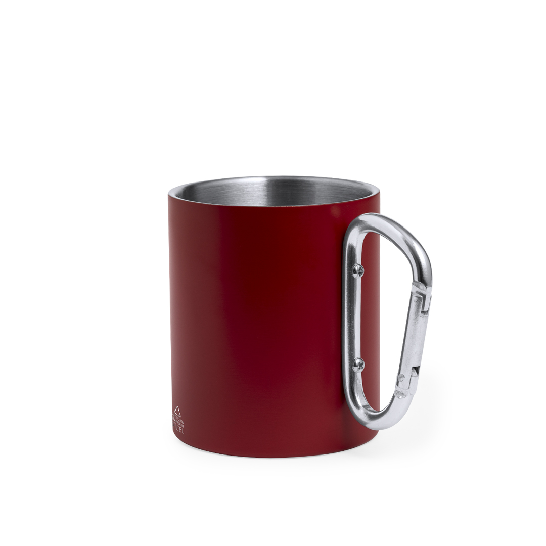 Taza de acero inox reciclado personalizada Lecrer de 300ml con asa mosquetón - Tazas y vasos personalizados - Regalo Promocional Personalizado