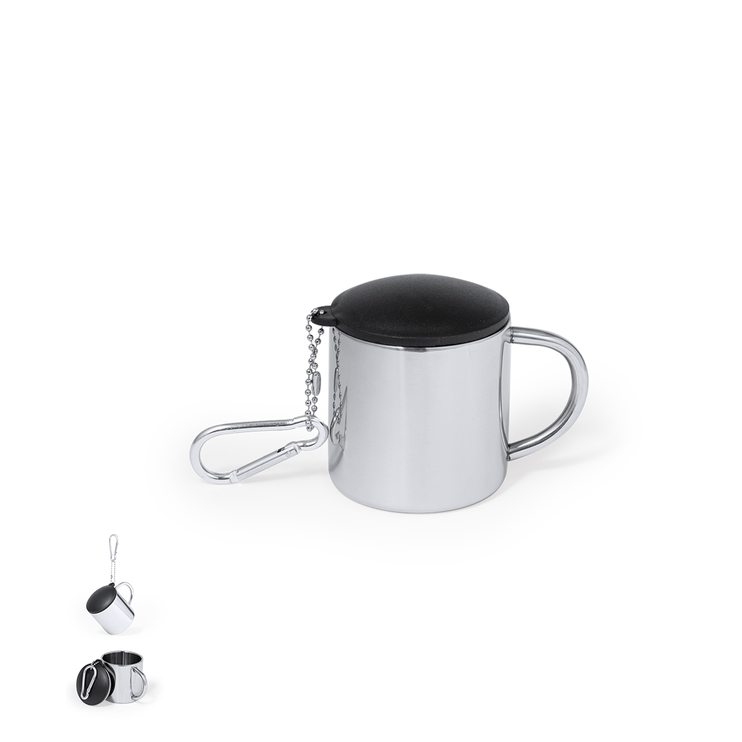 Taza de acero inox personalizada Melbour de 145ml con mosquetón - Tazas y vasos personalizados - Regalo Promocional Personalizado