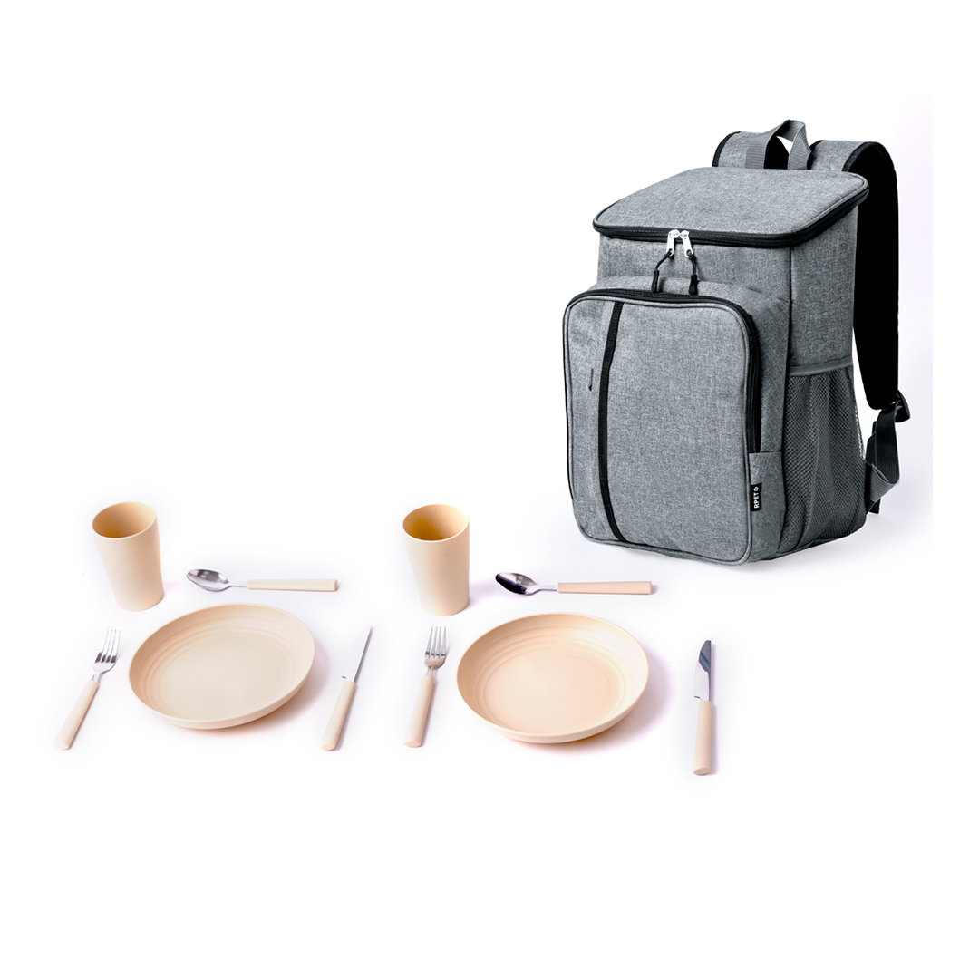 Mochila nevera picnic personalizada Shira de RPET 600D con vajilla - Verano - Regalo Promocional Personalizado - imagen 3