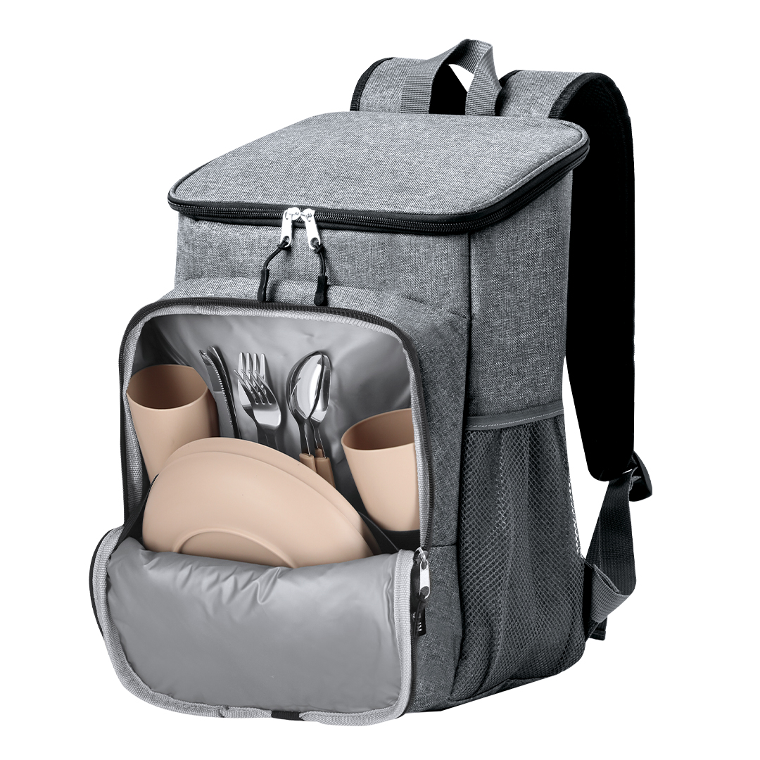 Mochila nevera picnic personalizada Shira de RPET 600D con vajilla - Verano - Regalo Promocional Personalizado - imagen 6