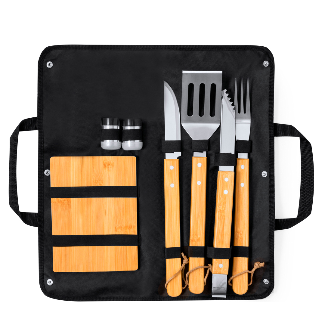 Set barbacoa personalizado Estrol de bambú y acero inox 7 piezas - Hogar - Regalo Promocional Personalizado - imagen 3