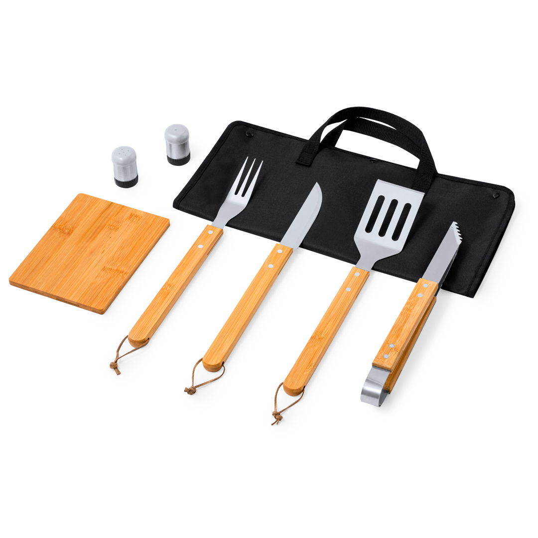 Set barbacoa personalizado Estrol de bambú y acero inox 7 piezas - Hogar - Regalo Promocional Personalizado - imagen 4