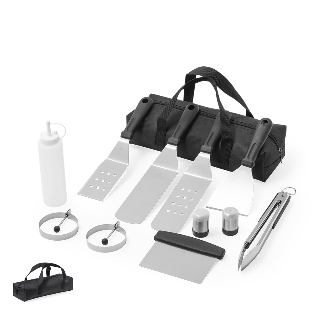 Set barbacoa personalizado Raiken de acero inox con 11 accesorios - Hogar - Regalo Promocional Personalizado