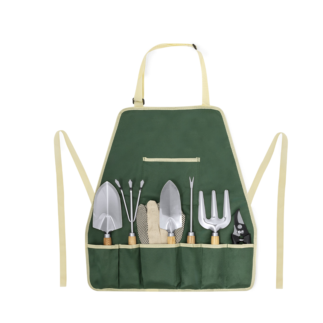 Set jardinería personalizado Kuruma completo con delantal y 7 accesorios - Jardín - Regalo Promocional Personalizado