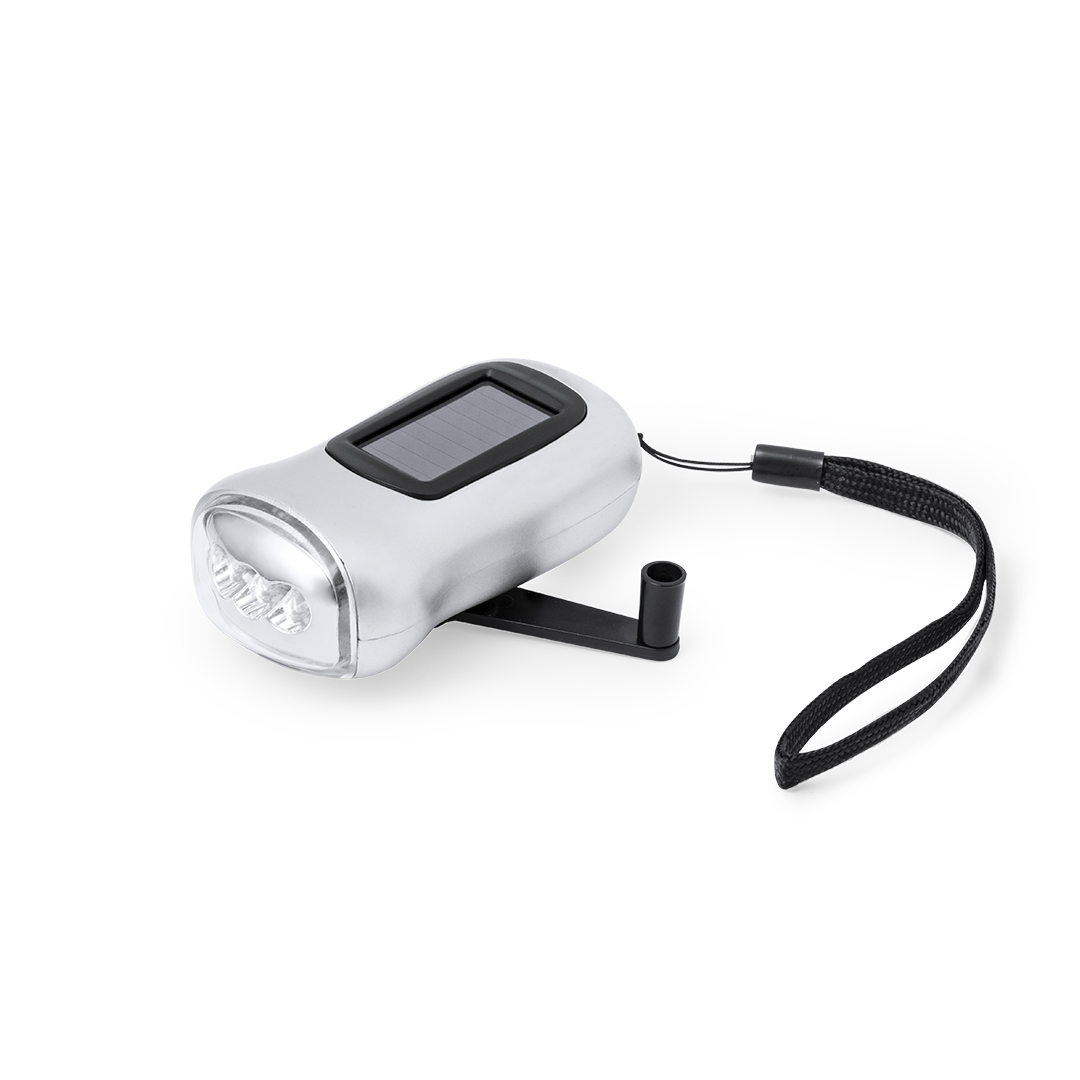 Linterna personalizada Rogla solar de ABS con dinamo manual - Linternas personalizadas - Regalo Promocional Personalizado