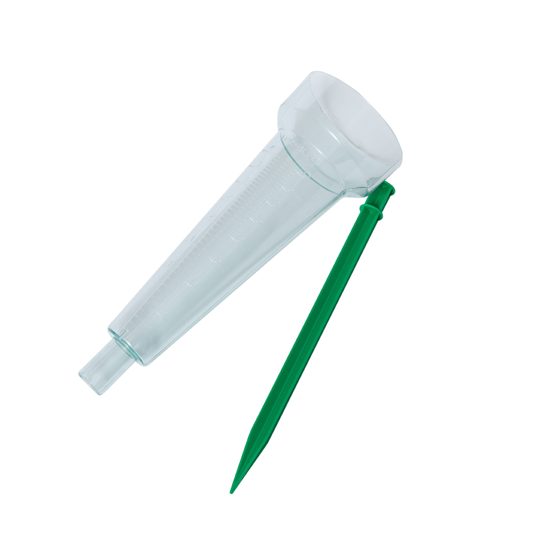 Pluviómetro personalizado de 40L/m2 transparente con pincho fijación