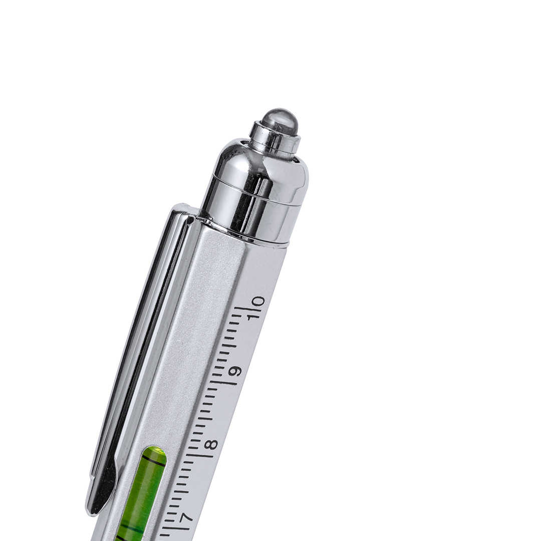 Bolígrafo multifunción personalizado Tulix 8 en 1 de acero inox con LED