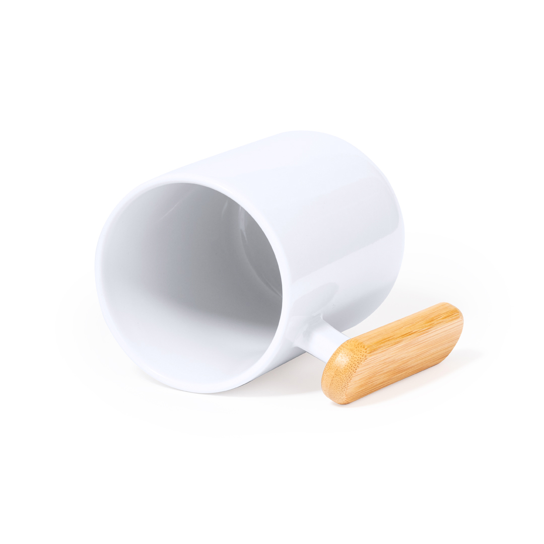 Taza de cerámica personalizada Mystral de 480ml con asa de bambú - Tazas y vasos personalizados - Regalo Promocional Personalizado - vista alternativa