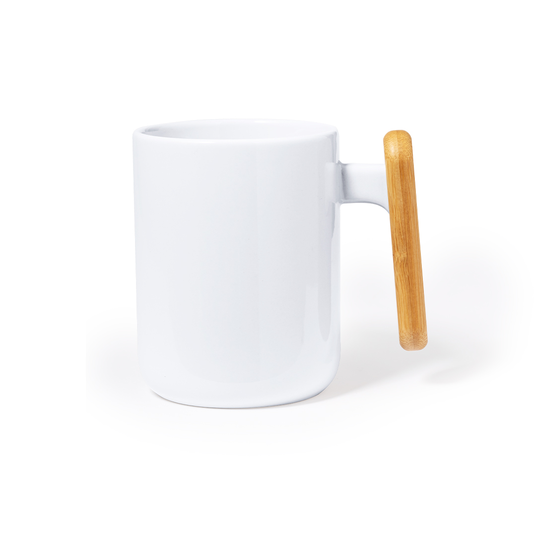 Taza de cerámica personalizada Mystral de 480ml con asa de bambú - Tazas y vasos personalizados - Regalo Promocional Personalizado - imagen 3