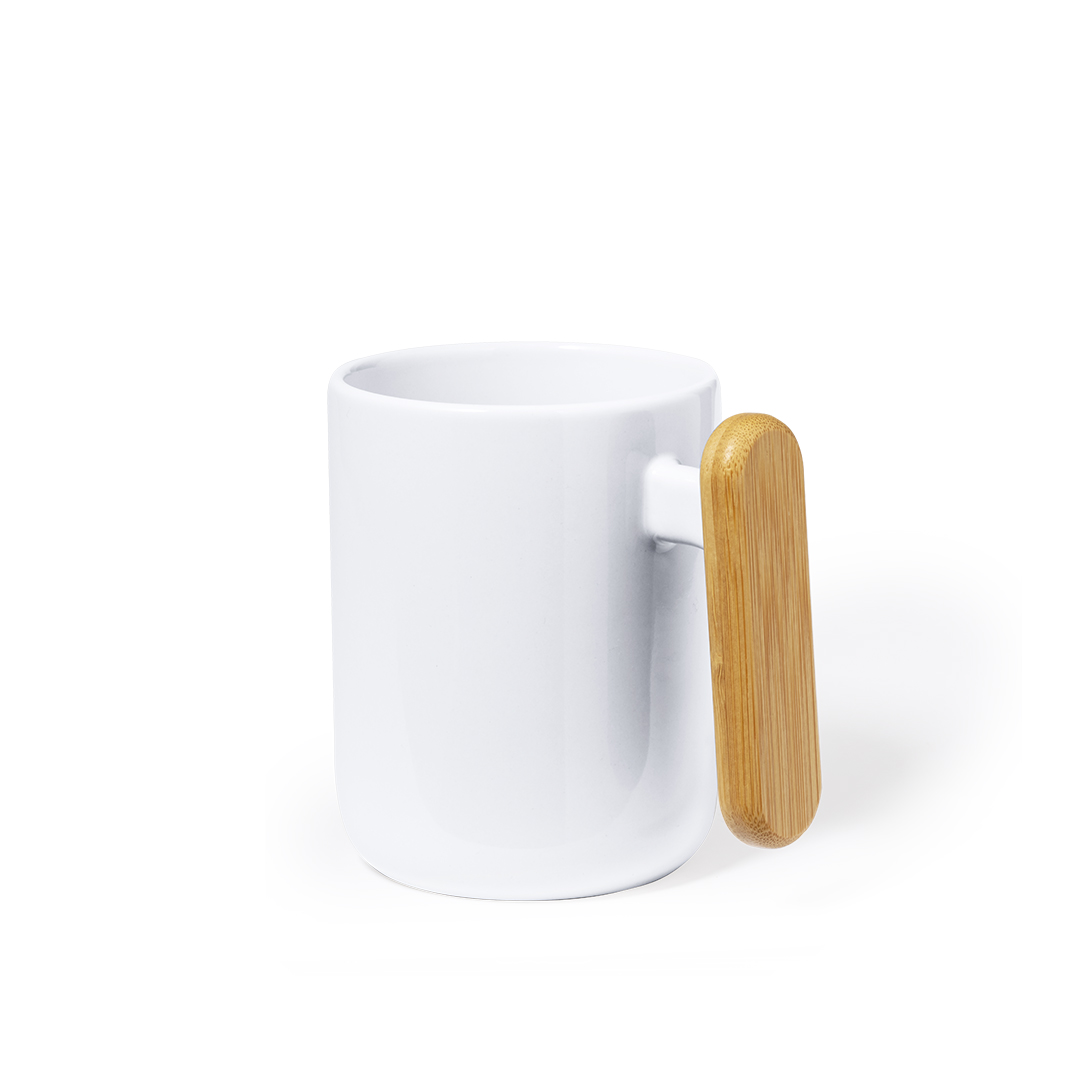 Taza de cerámica personalizada Mystral de 480ml con asa de bambú - Tazas y vasos personalizados - Regalo Promocional Personalizado