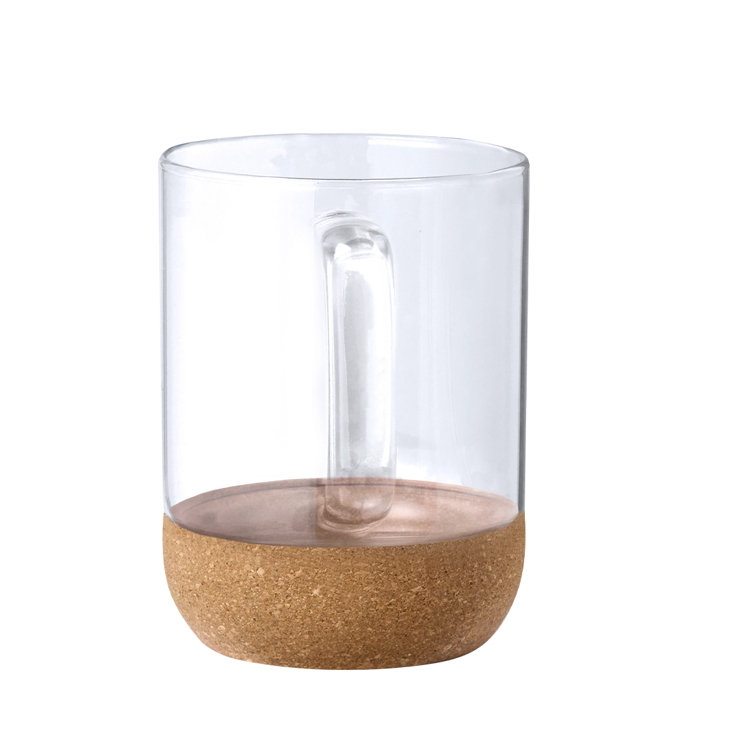 Taza de cristal personalizada Saryne de borosilicato de 450ml con corcho - Tazas y vasos personalizados - Regalo Promocional Personalizado - imagen 4
