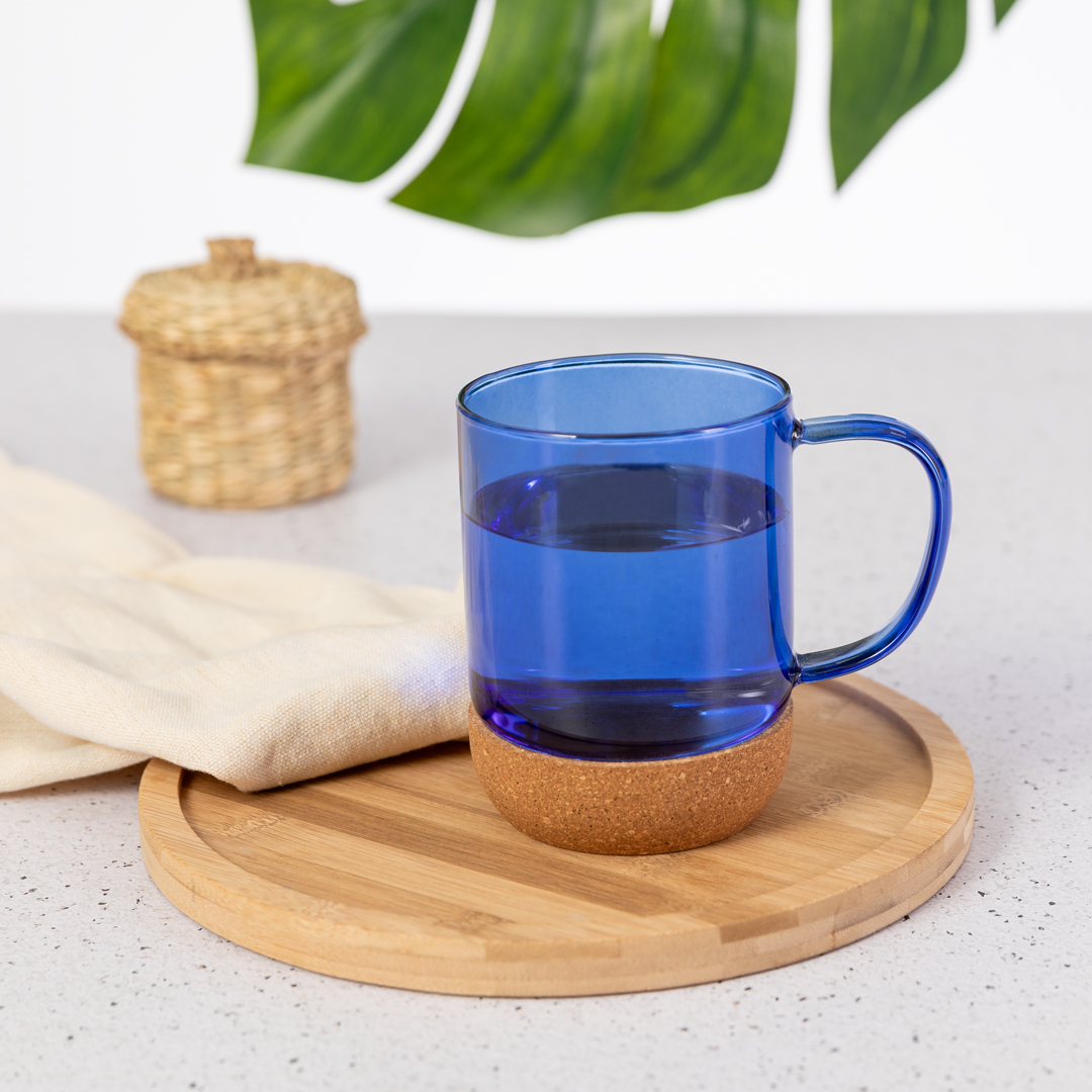 Taza de cristal personalizada Saryne de borosilicato de 450ml con corcho - Tazas y vasos personalizados - Regalo Promocional Personalizado - imagen 6