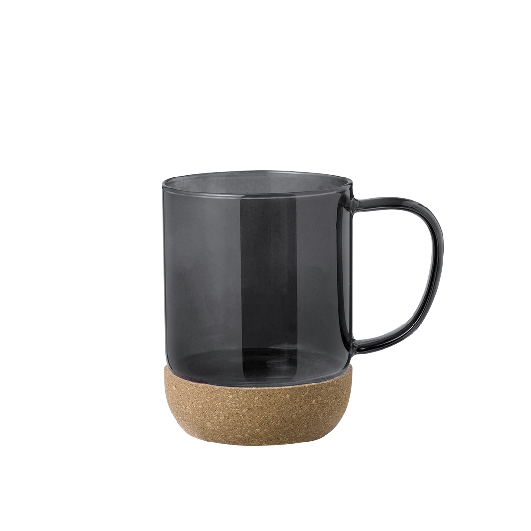 Taza de cristal personalizada Saryne de borosilicato de 450ml con corcho - Tazas y vasos personalizados - Regalo Promocional Personalizado