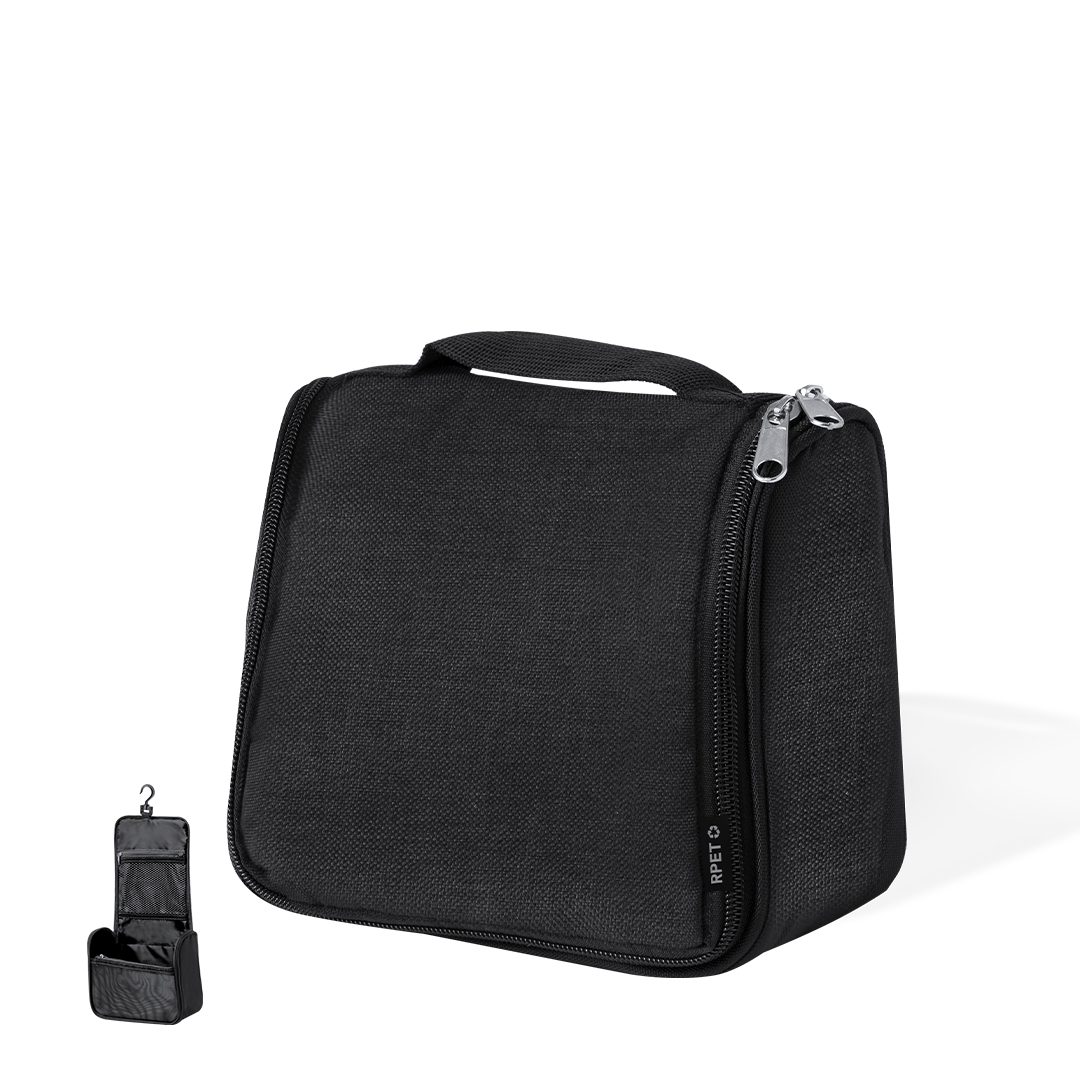 Neceser personalizado Gean de RPET con gancho y bolsillos redecilla - Neceseres personalizados - Regalo Promocional Personalizado