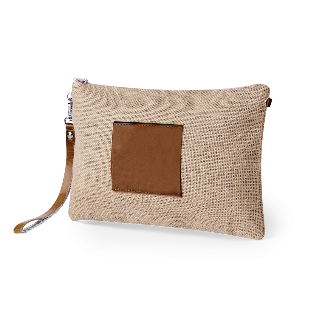 Neceser personalizado Tashi de yute laminado con polipiel