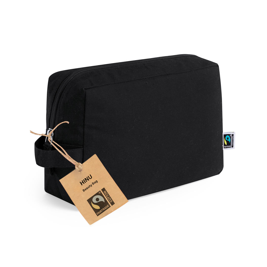 Neceser personalizado Hinu Fairtrade de algodón 100% negro elegante