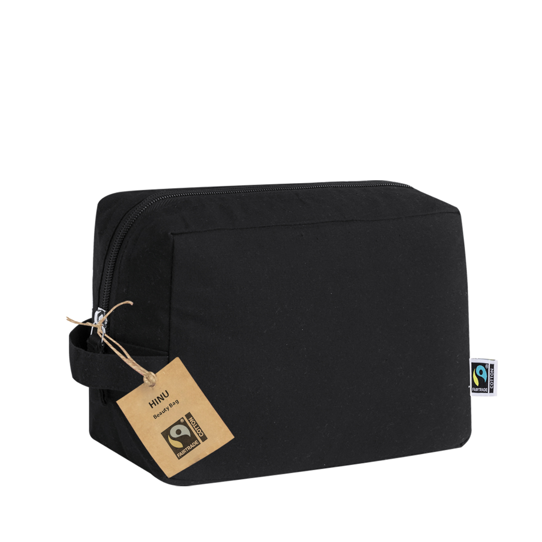 Neceser personalizado Hinu Fairtrade de algodón 100% negro elegante - Neceseres personalizados - Regalo Promocional Personalizado