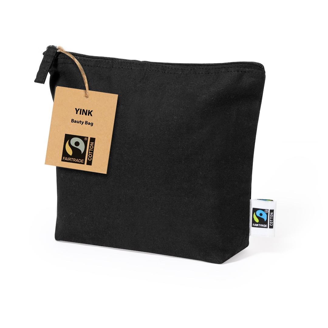 Neceser personalizado Yink Fairtrade de algodón negro certificado