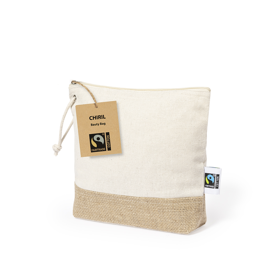 Neceser personalizado Chiril Fairtrade de algodón y yute laminado - Neceseres personalizados - Regalo Promocional Personalizado