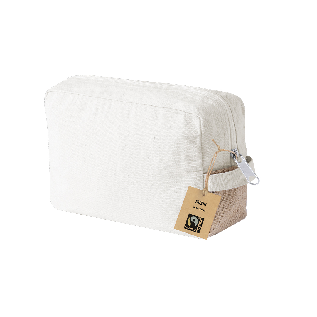Neceser personalizado Misir Fairtrade de algodón con refuerzos yute