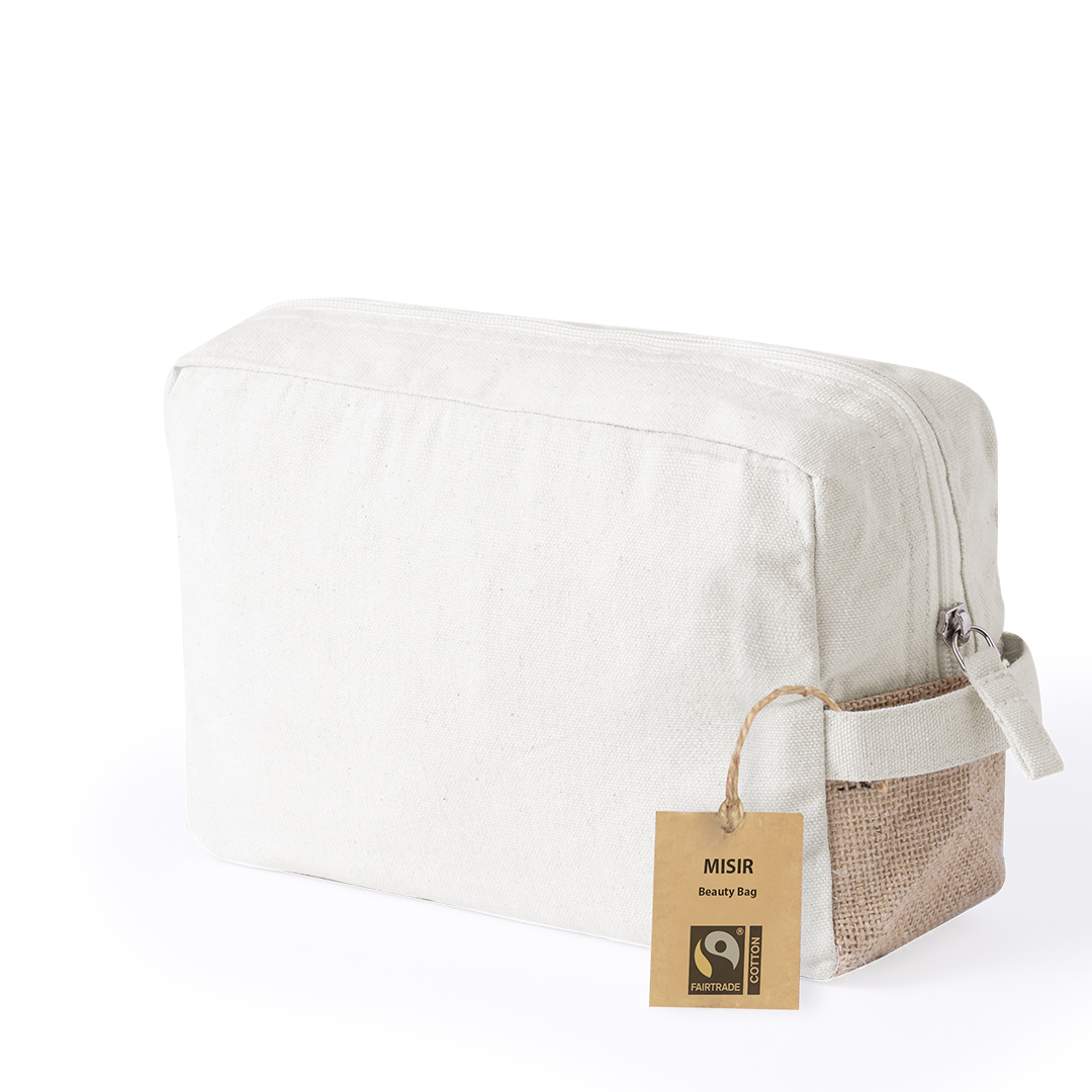 Neceser personalizado Misir Fairtrade de algodón con refuerzos yute - Neceseres personalizados - Regalo Promocional Personalizado