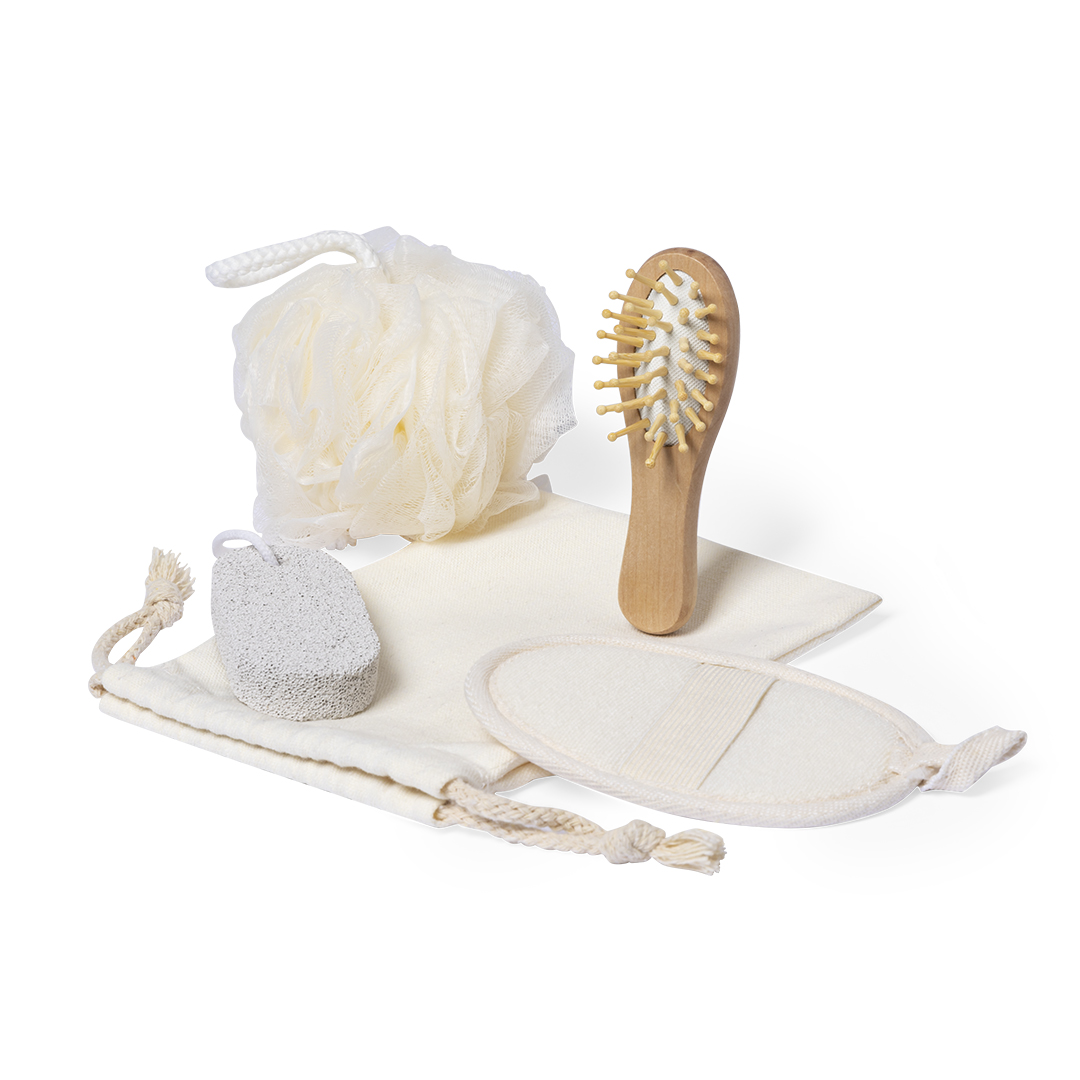 Set de baño personalizado Seido de madera con 4 accesorios - Otros cuidado personal - Regalo Promocional Personalizado