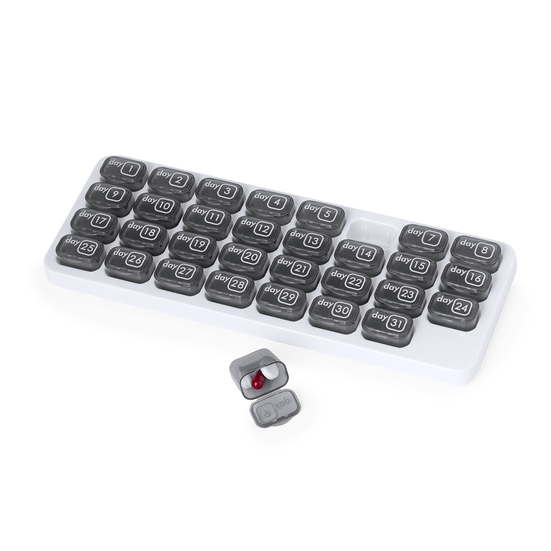 Pastillero mensual personalizado Stexio con 31 casillas extraíbles - Pastilleros personalizados - Regalo Promocional Personalizado