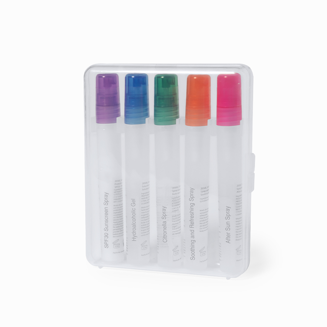 Set personalizado Yohan de protección solar con 5 sprays identificados