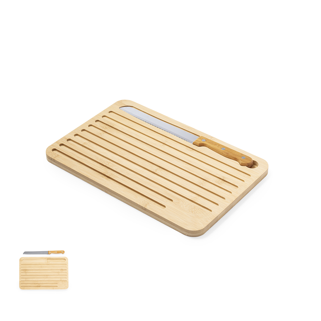 Tabla de bambú personalizada Myoria con cuchillo incluido - Tablas de corte - Regalo Promocional Personalizado