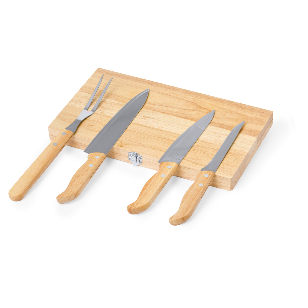 Set de cuchillos personalizado Bergin de madera y acero inox