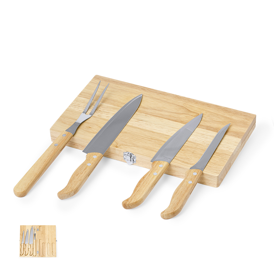 Set de cuchillos personalizado Bergin de madera y acero inox - Packs de regalo personalizado - Regalo Promocional Personalizado
