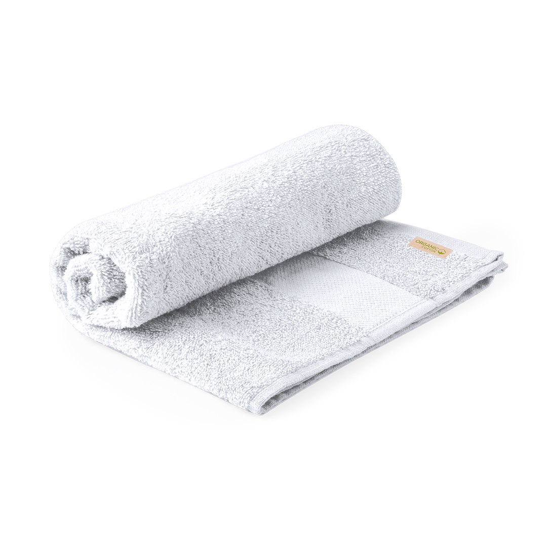 Toalla personalizada Koleva de algodón orgánico con bolsa reciclada de 70x140cm