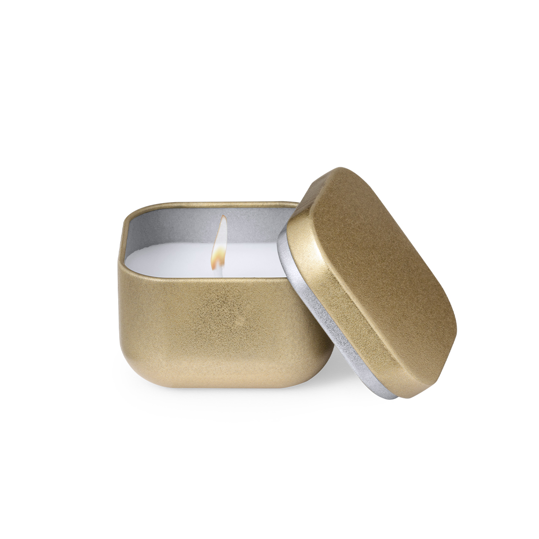 Vela aromática personalizada Hetfil de metal con aroma vainilla - Velas personalizadas - Regalo Promocional Personalizado