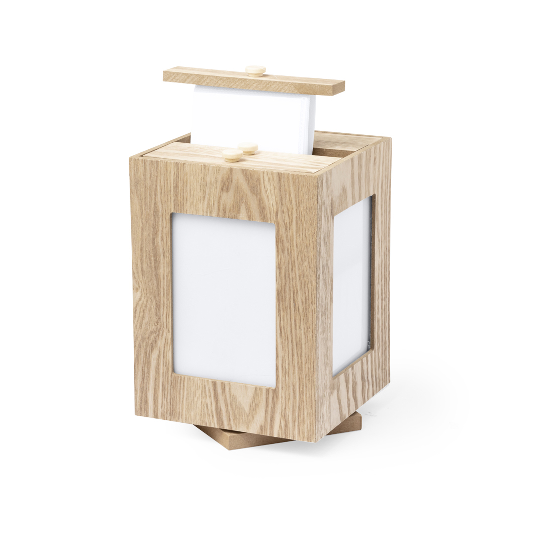 Portafotos cubo personalizado Vesper de madera natural con base giratoria - Hogar - Regalo Promocional Personalizado - vista alternativa