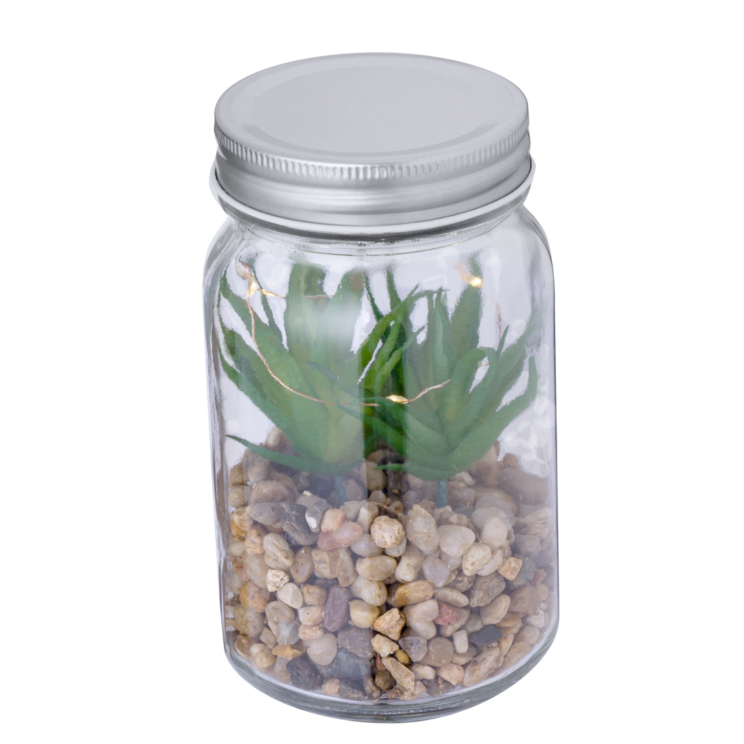 Planta decorativa personalizada Kyala con iluminación LED en tarro borosilicato - Jardín - Regalo Promocional Personalizado - vista alternativa