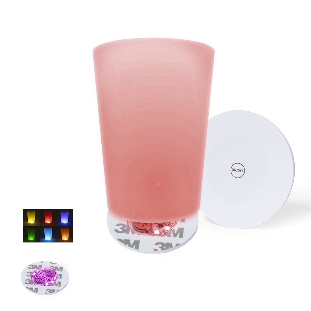 Posavasos personalizado Stanfor LED con 6 luces y botón base - Posavasos personalizados - Regalo Promocional Personalizado