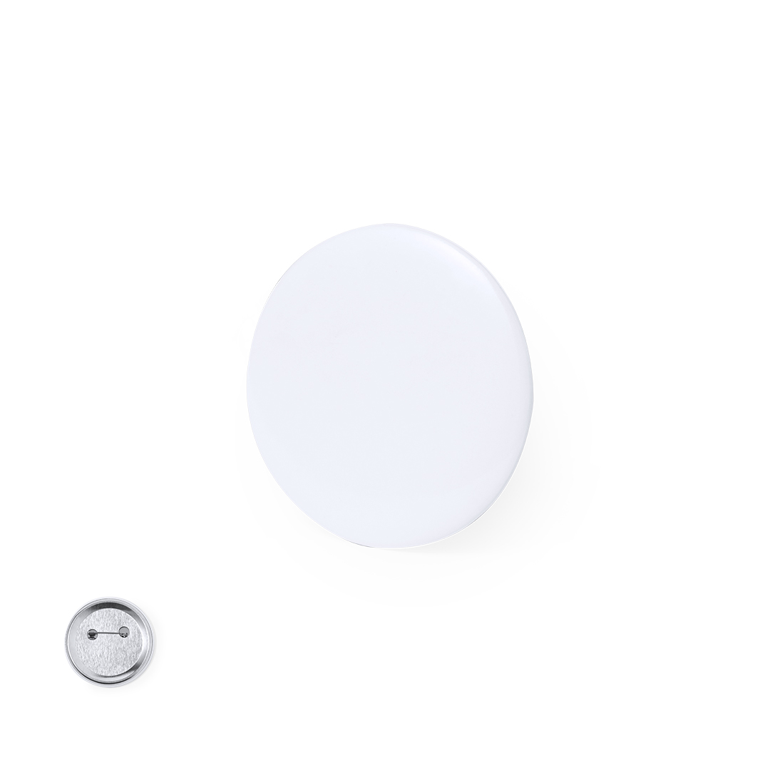 Pin personalizado Varek blanco gran tamaño con imperdible - Pins personalizados - Regalo Promocional Personalizado