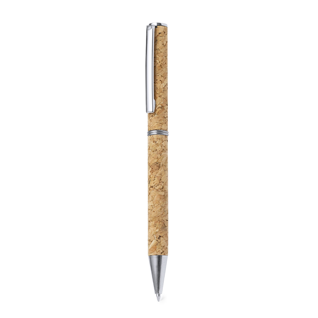 Bolígrafo personalizado Milwaky de corcho natural con accesorios cromados - Oficina - Regalo Promocional Personalizado