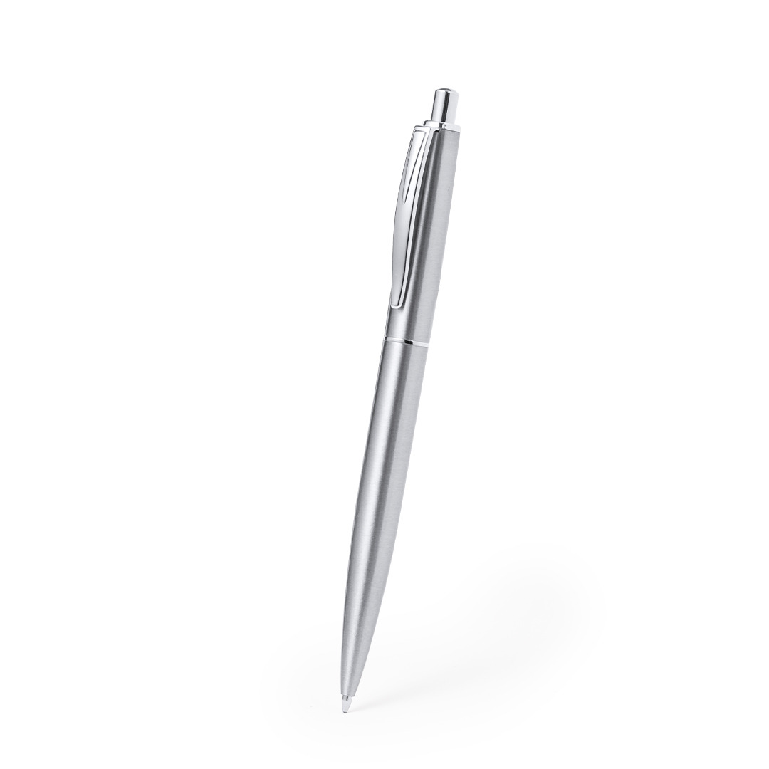 Bolígrafo personalizado Lukonen de acero inox reciclado con caja corcho