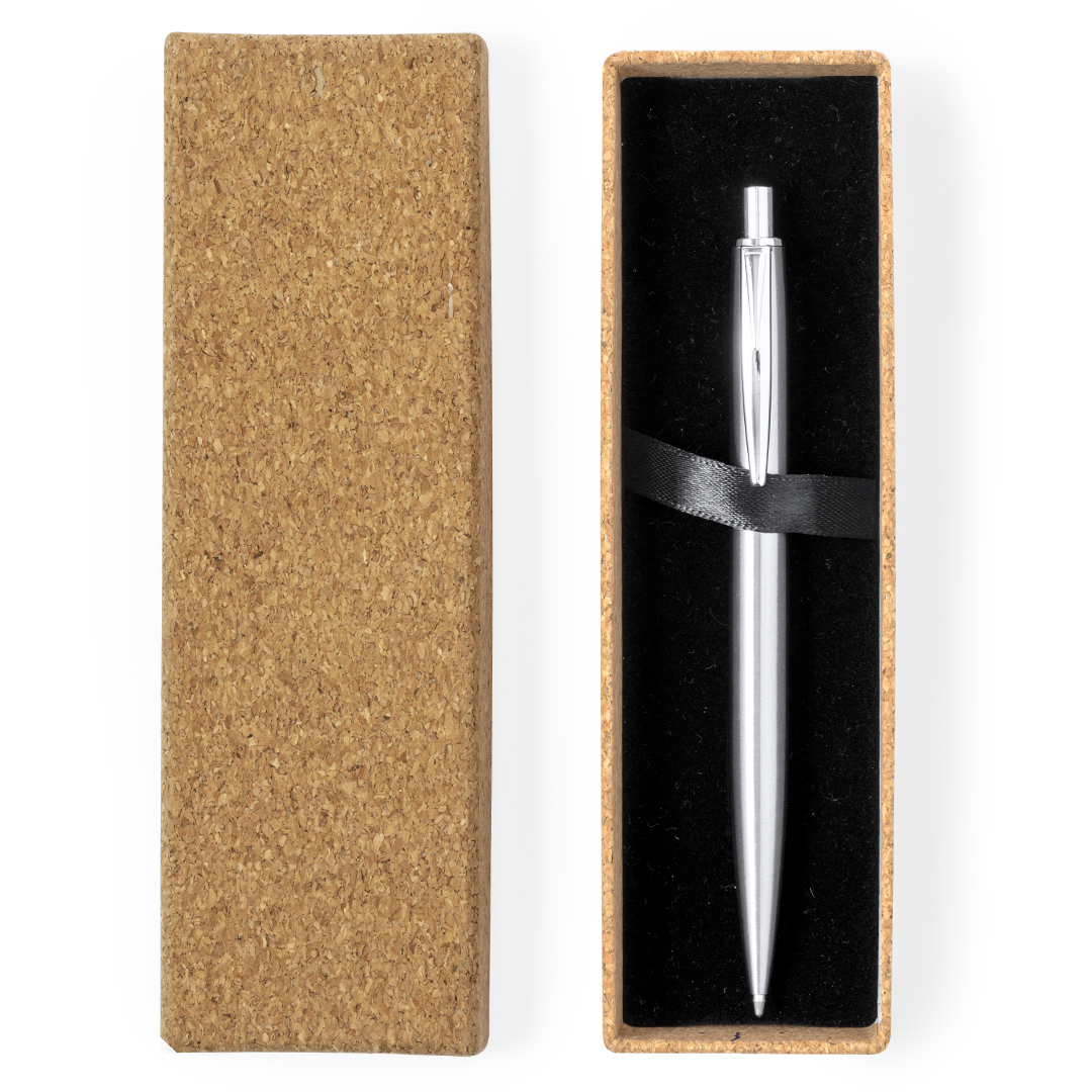 Bolígrafo personalizado Lukonen de acero inox reciclado con caja corcho - Oficina - Regalo Promocional Personalizado - imagen 3