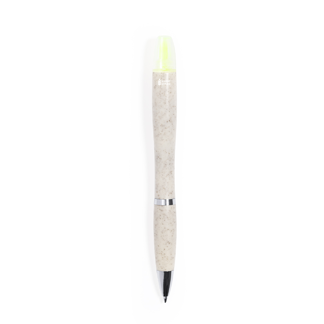 Bolígrafo personalizado Kinun de caña de trigo con marcador fluorescente - Oficina - Regalo Promocional Personalizado - imagen 3