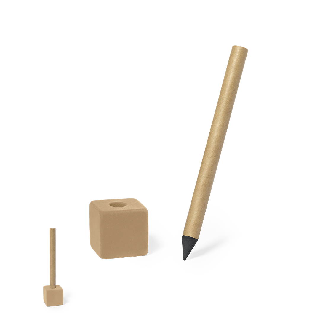 Lápiz eterno personalizado Soiny de cartón reciclado con soporte - Oficina - Regalo Promocional Personalizado