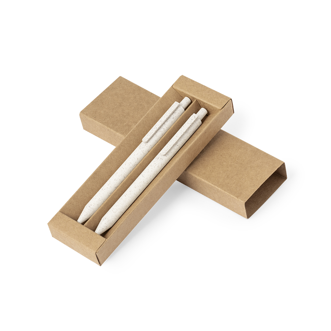 Set con bolígrafo y portaminas personalizado Onyx de caña de trigo