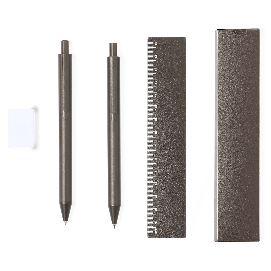 Set personalizado Proston de fibra de café con bolígrafo, portaminas y regla ECO - Set de escritura personalizados - Regalo Promocional Personalizado - vista alternativa