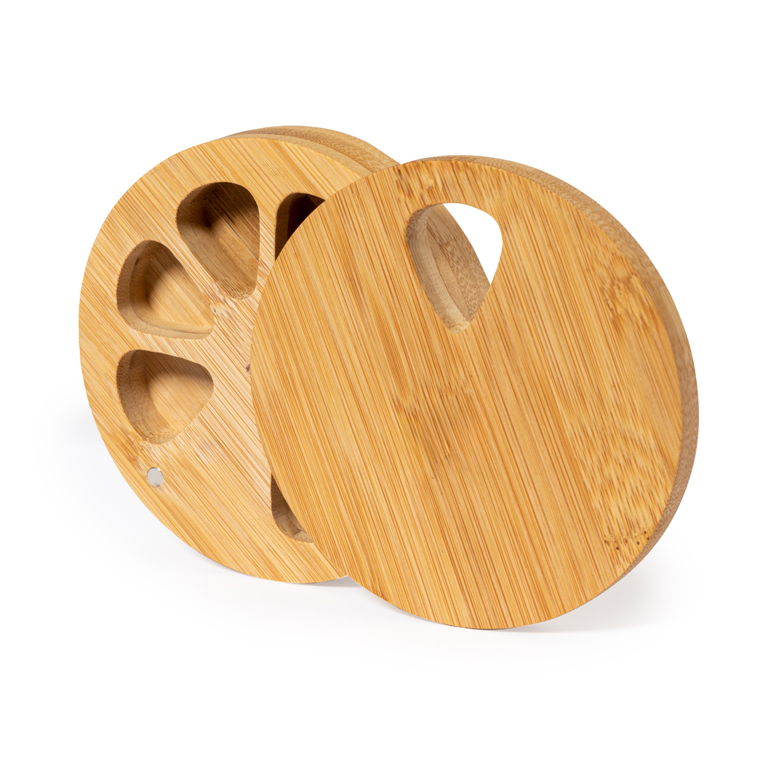 Pastillero personalizado Medlar de bambú semanal cilíndrico