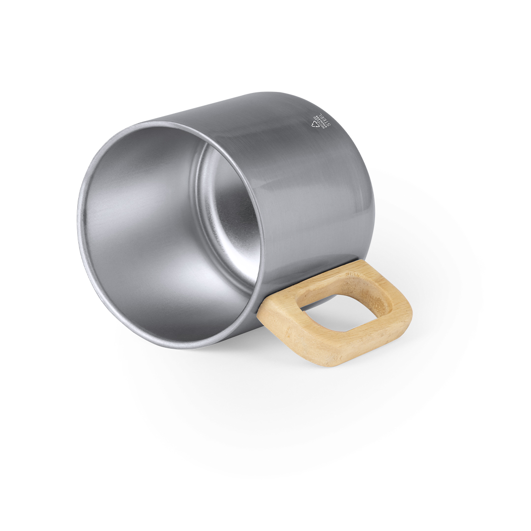 Taza de acero inox reciclado personalizada Garfun de 400ml con asa de madera - Tazas y vasos personalizados - Regalo Promocional Personalizado - vista alternativa